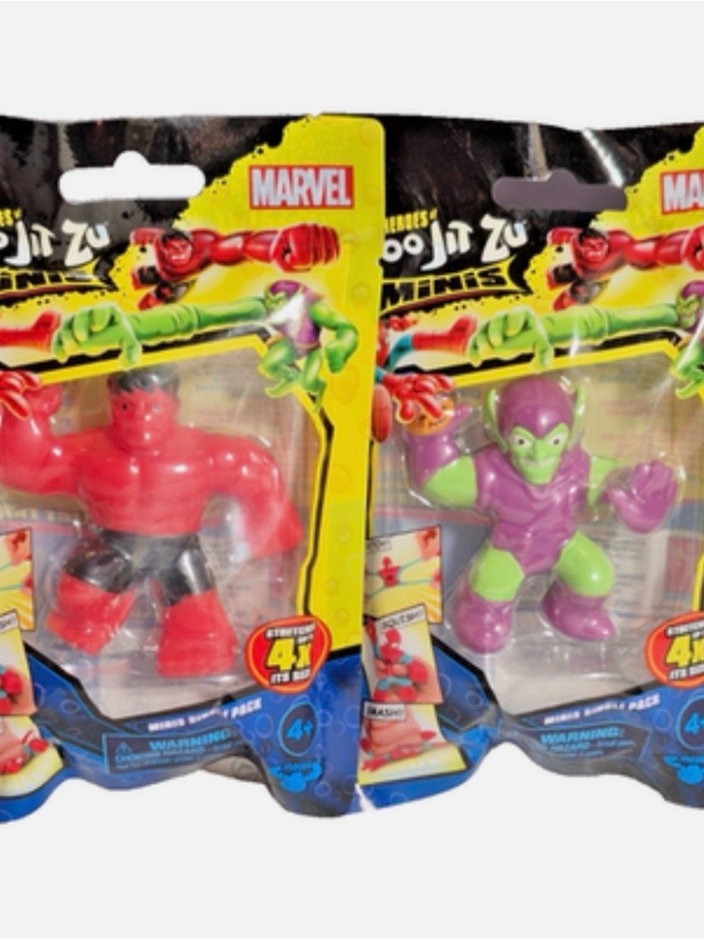 NEW! Marvel Heroes of Goo Jit Zu Minis Red Hulk and Purple Green Goblin Styles